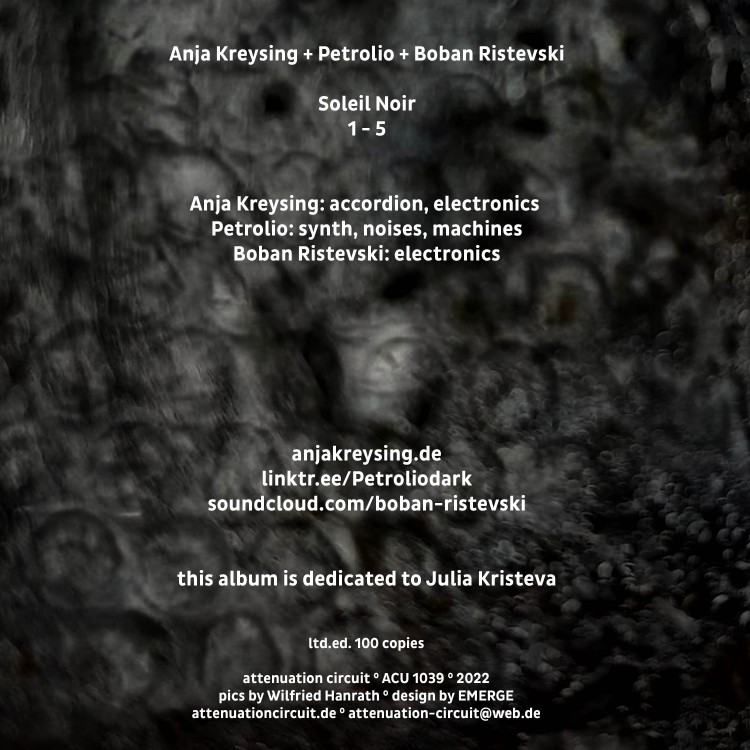 Anja Kreysing + Petrolio + Boban Ristevski Soleil Noir cover back