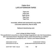 Fabio Orsi LATE AFTERNOON TAPES Inlay